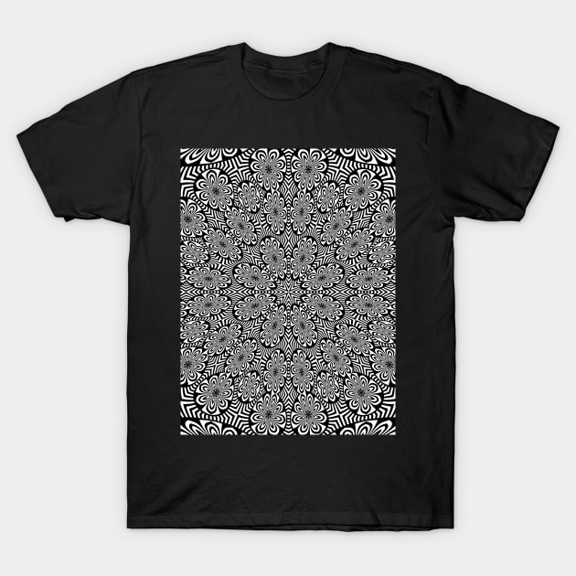 Radial monochrome pattern T-Shirt by Gaspar Avila